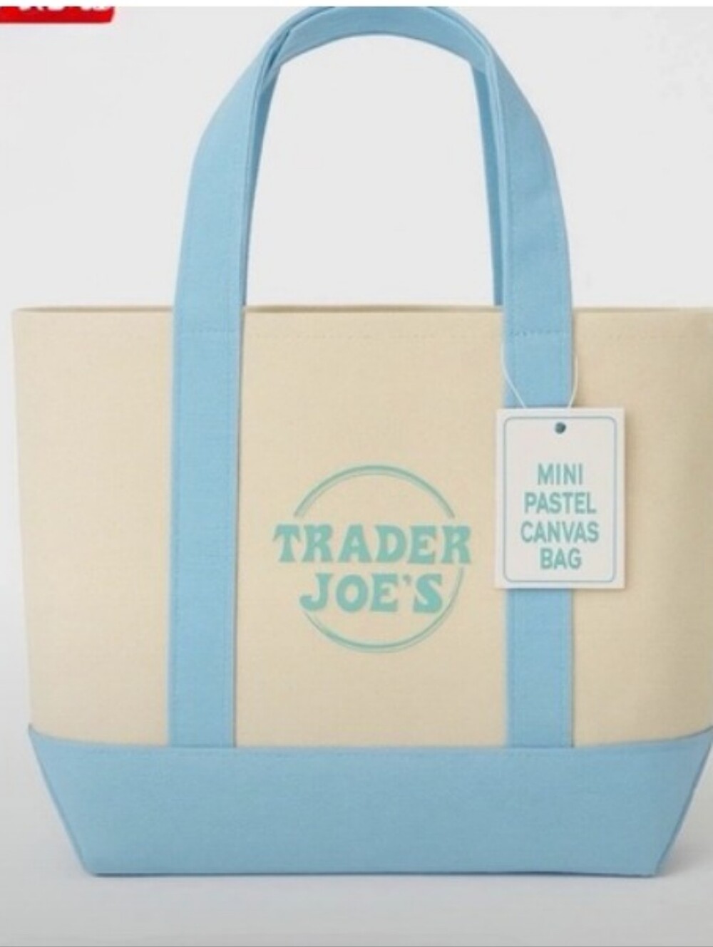 Trader Joes-Canvas Mini Tote Bag (Pastel Light Blue 🩵) - Picture 2 of 4